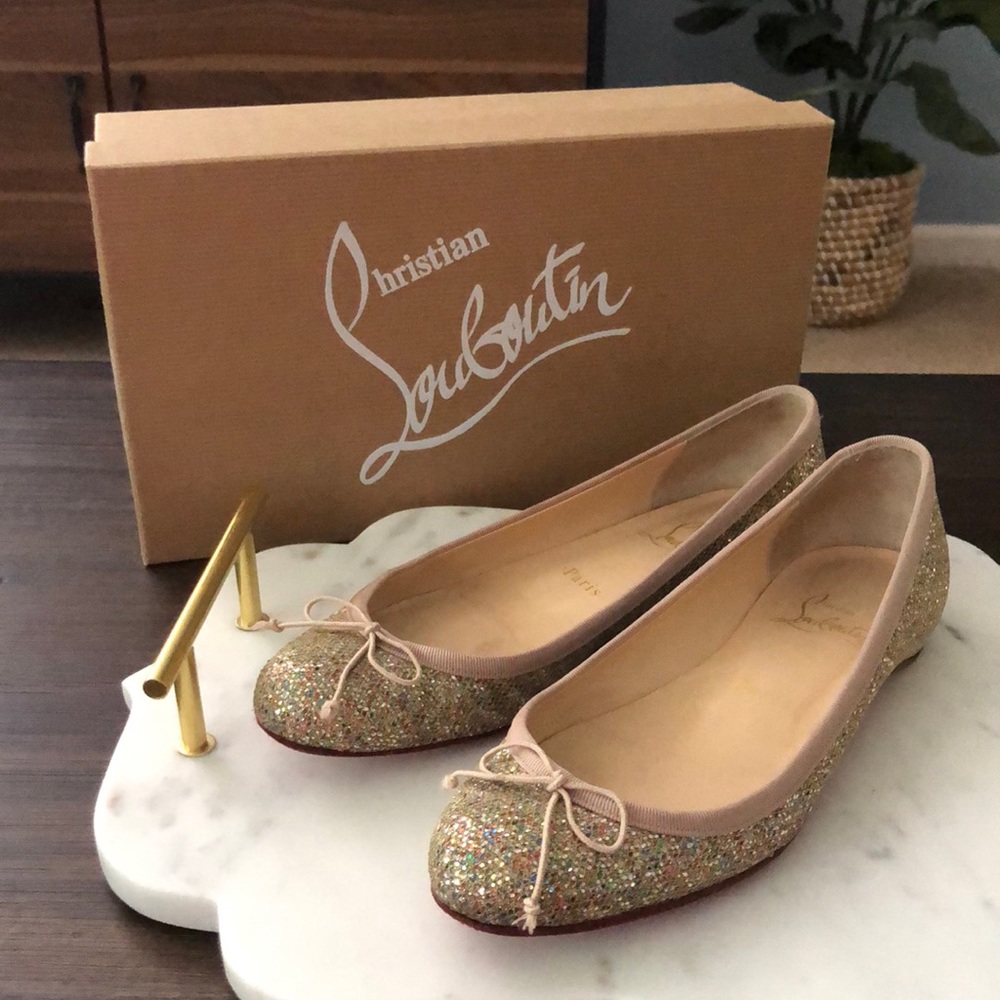 Authentic Christian Louboutin Sonietta Glitter Flats